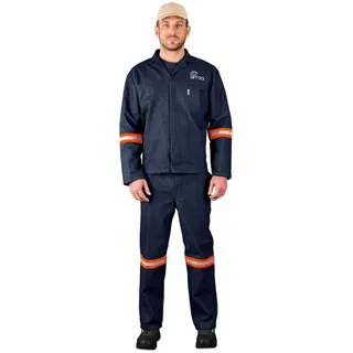 Vintage 100% Cotton Denim Conti Suit - Reflective Arms & Legs - Orange Tape