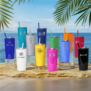 Daytona Plastic 2-in-1 Double-Wall Tumbler & Straw - 600ml